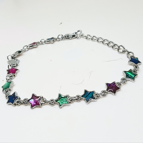 Women's Shell of the Sea Genuine Paua Abalone Sea Shell Anklet Tiny Star - Picture 2 of 2